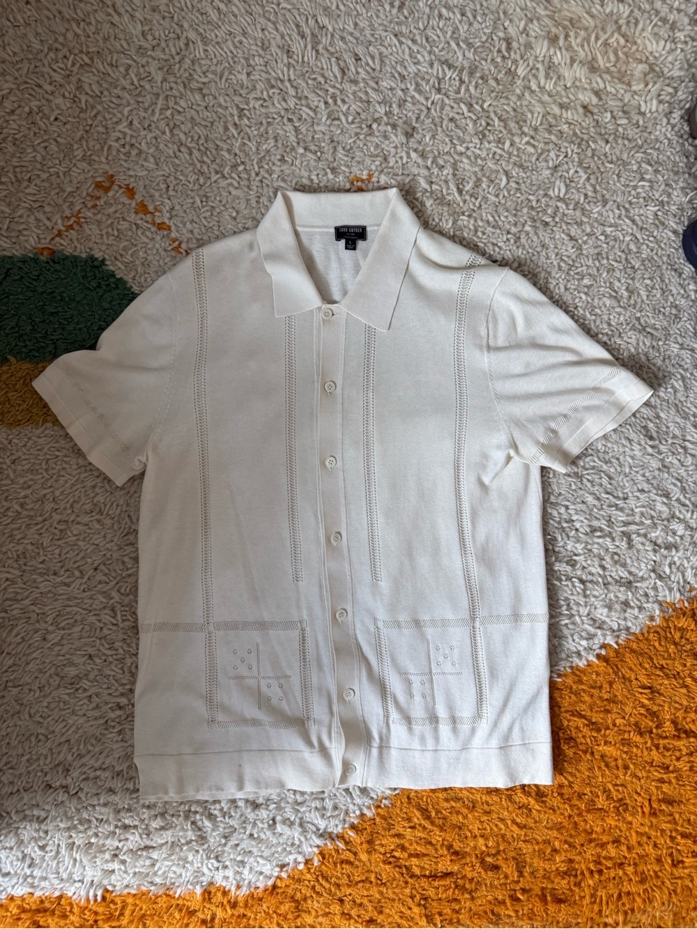 Todd Snyder Men's Cream Short-Sleeve Button Cardigan Polo